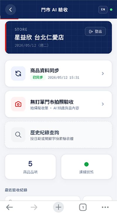 登入收貨系統