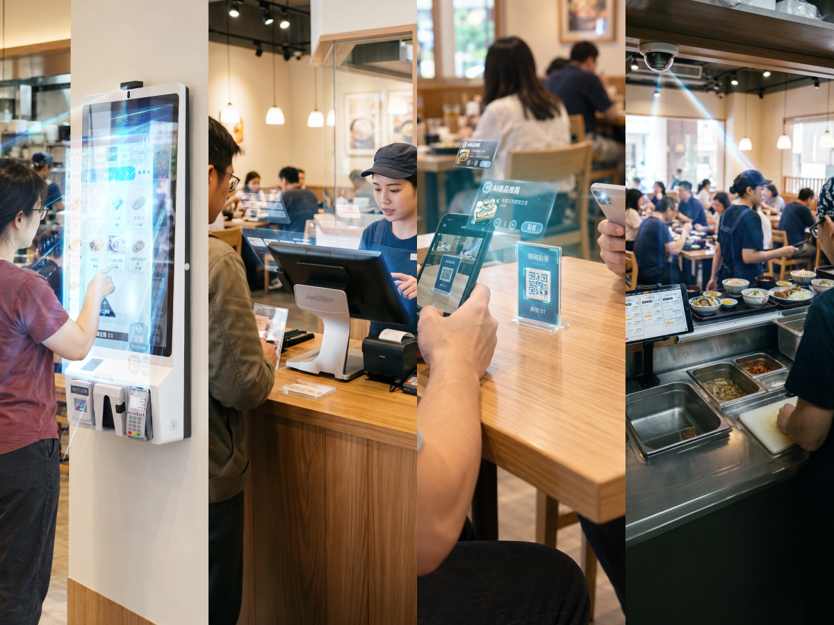 POS、自助點餐機、掃碼點餐與 KDS 作為實體 AI 進入餐飲門市的感知點與執行點
